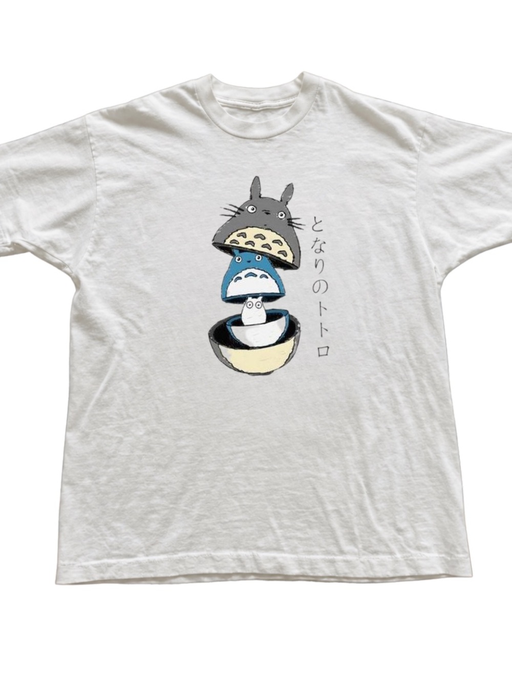 Gildan White Short Sleeve Totoro Stacked Graphic Tee